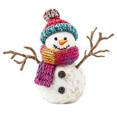 Adorable Snowman Figurine with Scarf and Hat for Winter D&eacute;cor