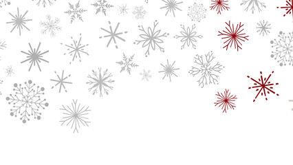 Red and Gray Hand Drawn Snowflakes Pattern