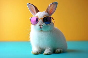Fototapeta premium Hip Hop Hare: Stylish Bunny in Sunglasses