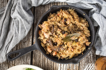 Bigos, a traditional Polish dish with cabbage.