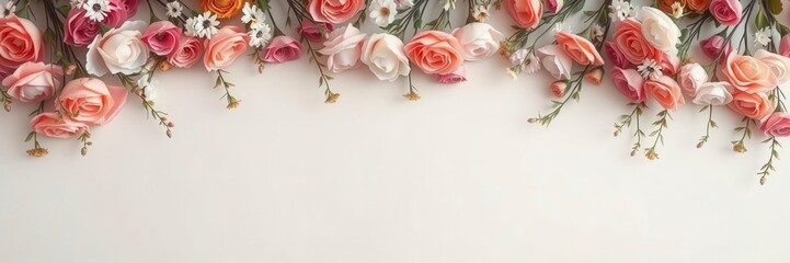 Vintage style artificial flowers wall background, perfect for adding a romantic and nostalgic touch to any design project, style, flowers