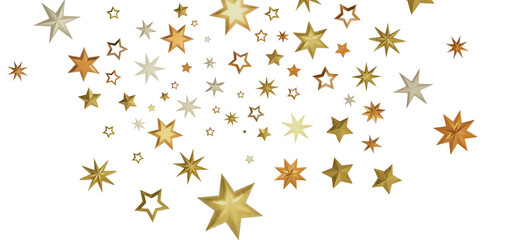 A burst of golden stars on a black background, creating a bright and festive atmosphere.