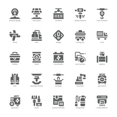 Industrial Icon pack for your website, mobile, presentation, and logo design. Industrial Icon glyph design. Vector graphics illustration and editable stroke.