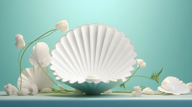 Flower and Shell Product Booth，Seashells, Product Booth, Plants Flowers