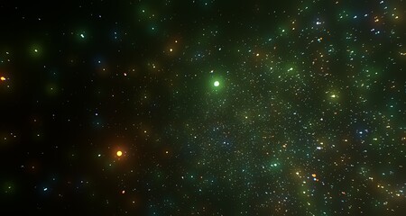 Abstract Green Space Background with Stars
