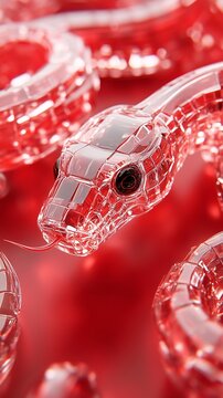 The Chinese zodiac snake is made of transparent glass