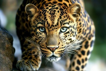 Obraz premium A close-up of a leopard in a tree