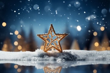 A beautiful star surrounded by soft bokeh lights creating an enchanting night scene