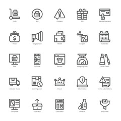 Techy Shopping icon pack for your website, mobile, presentation, and logo design. Techy Shopping icon outline design. Vector graphics illustration and editable stroke.