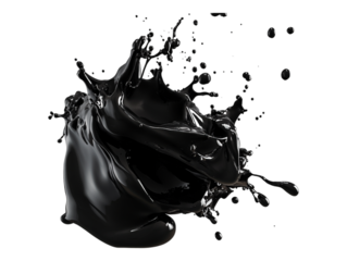 A Black Ink Splash, Isolated on a Transparent Background, Perfect for Creative Design Projects, Digital Art, or Abstract-Themed Content