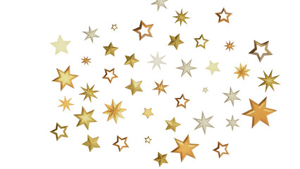 A digital illustration of golden stars scattered on a black background, with a subtle glimmer and sparkle effect.