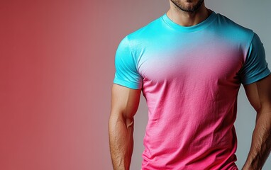 Fototapeta premium A man is wearing a blank shirt for design