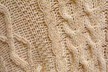 stylish hand-knitted light background for sewing clothes, upholstery and interior decorations color of the year