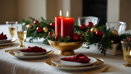 Fototapeta premium christmas table setting