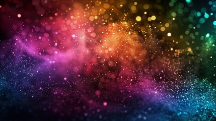 Naklejka premium A cascade of shimmering bokeh lights dances across the abstract background, creating a dreamy and ethereal glow.