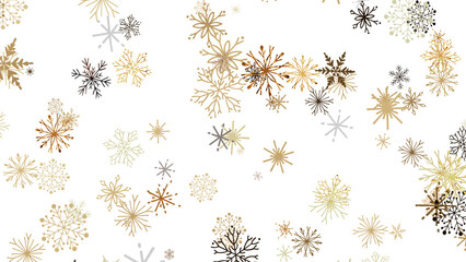 new year pattern. Christmas theme, golden openwork shiny snowflakes, star, 3D rendering.