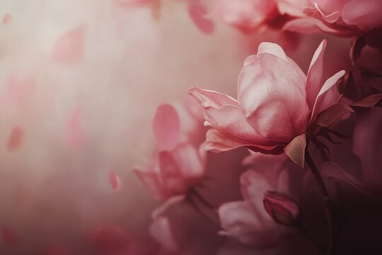 Delicate pink blossoms in soft light. - Powered by Adobe