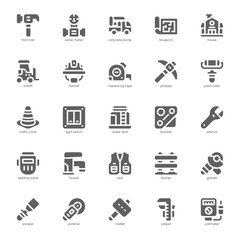 Construction and Tool icon pack for your website, mobile, presentation, and logo design. Construction and Tool icon glyph design. Vector graphics illustration and editable stroke.