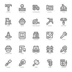 Construction and Tool icon pack for your website, mobile, presentation, and logo design. Construction and Tool icon outline design. Vector graphics illustration and editable stroke.