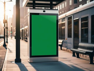 Modern Urban Digital Signage at Bus Stop