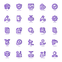 Quality Control icon pack for your website, mobile, presentation, and logo design. Quality Control icon basic line gradient design. Vector graphics illustration and editable stroke.