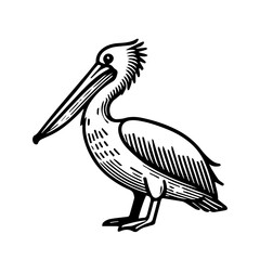 Fototapeta premium Simple Vector Icon of a Dalmatian Pelican – Logo Design Illustration