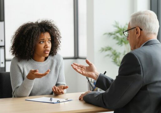 Employee complaining to senior manager during difficult job interview
