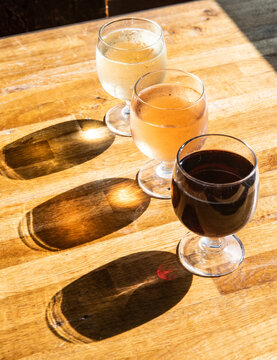 Three Glasses of Wine in the Sunlight