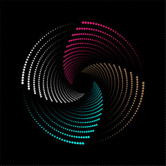Technology particles spiral background with glowing lights.
Spiral Swirl Abstract Half Tone Design Element.

