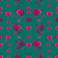 Romantic Teal Heart Pattern 