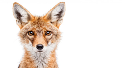 Fototapeta premium Close-up portrait of a jackal isolated on white background