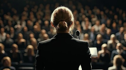 Speaker Addressing a Large Audience:  Conference Presentation, Business Meeting, Public Speaking