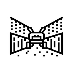 Naklejka premium watering robot harvests line icon vector. watering robot harvests sign. isolated contour symbol black illustration