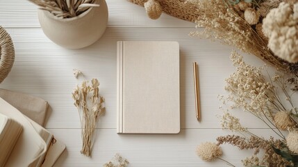 Motivational ADHD daily planner design in aesthetic beige tones, featuring organized sections, positive affirmations, and a calm layout to encourage productivity and focus for people with ADHD.