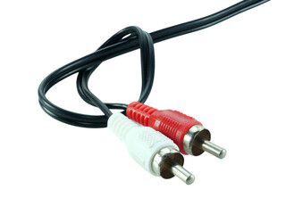 Wire cable of usb and adapter isolated on white background with clipping path.Electronic Connector.Selection focus.