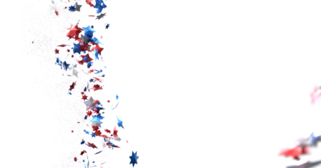 White banner with colorful stars. PNG 3d