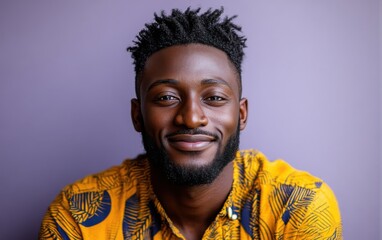 Africa American handsome man with a floral shirt in summer