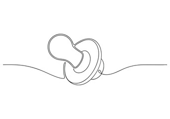 Continuous One-Line Drawing of a Baby Pacifier - Minimalist Infant Accessory Art