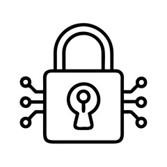 cyber security lock icon, cyber monday line art, cyber icon - simple black line art icon of cyber security lock, for cyber monday celebrations. cyber vector art.