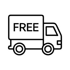 free shipping truck icon, cyber monday line art, cyber icon - simple black line art icon of free shipping truck, for cyber monday celebrations. cyber vector art.
