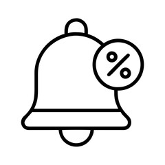 sale notification bell icon, cyber monday line art, cyber icon - simple black line art icon of sale notification bell, for cyber monday celebrations. cyber vector art.