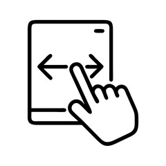 touchscreen swipe icon, cyber monday line art, cyber icon - simple black line art icon of touchscreen swipe, for cyber monday celebrations. cyber vector art.