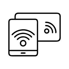 wireless payment icon, cyber monday line art, cyber icon - simple black line art icon of wireless payment, for cyber monday celebrations. cyber vector art.
