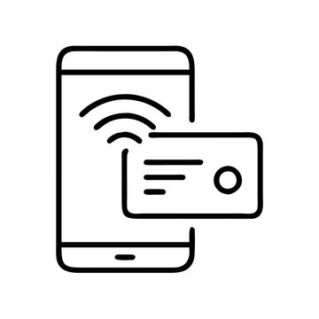 recommend clip art: wireless payment icon, cyber monday line art, cyber icon - simple black line art icon of wireless payment, for cyber monday celebrations. cyber vector art.