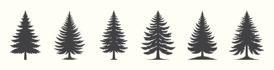 Elegant Christmas pine tree silhouette, perfect for festive and rustic holiday designs.