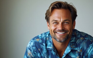 Obraz premium handsome man with a floral shirt in summer