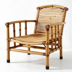 Fototapeta premium A luxury and modern bamboo chair behind a white background