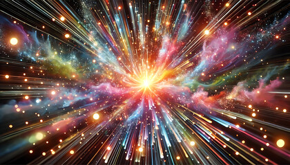 Obraz premium 光・光線・放射線・集中光・カラフル・爆発
