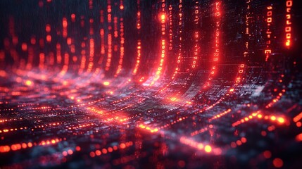 Obraz premium Prompt: A Fractured Cybersecurity Wall