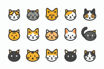 Obraz premium Cat flat icon, minimal kitten symbol, kitty sign isolated, pet pictogram, cat set on white